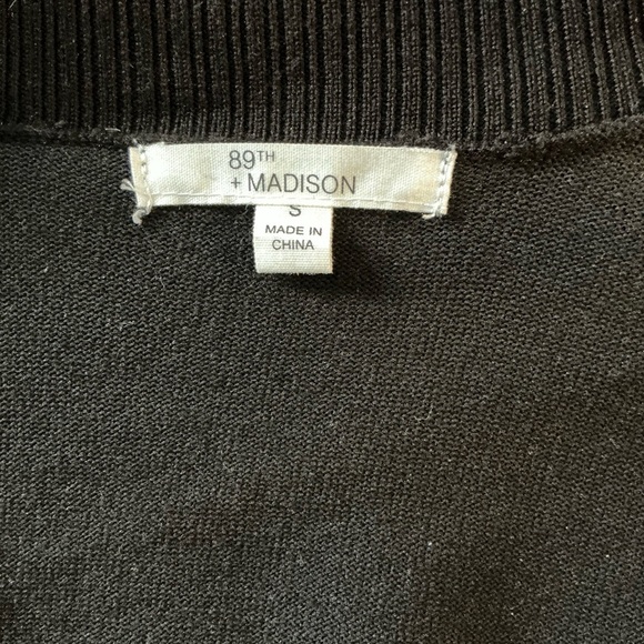 Black Cardigan Sweater With Accents of White Trim by 89th & Madison - Picture 4 of 6